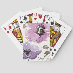 Floral Waltz Plum Watercolor Flowers Playing Cards