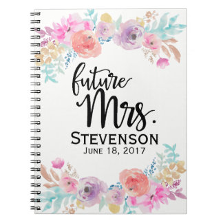 Floral Water Colour Future Mrs. Notebook
