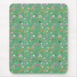 floral water colour pattern- pink, purple, green- mouse mat