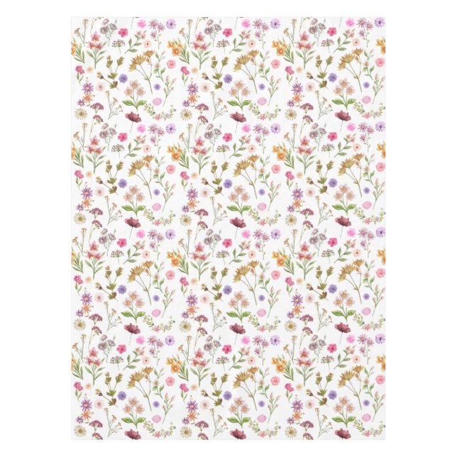 floral water colour pattern- pink, purple, green tablecloth (Front)