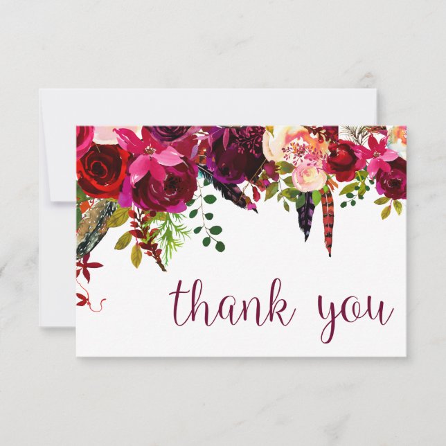 Floral Water Colour Thank You Card (Front)