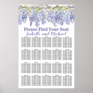 Floral Watercolor 20-Table Wedding Seating Chart