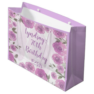 Floral Watercolor 70th Birthday Large Gift Bag