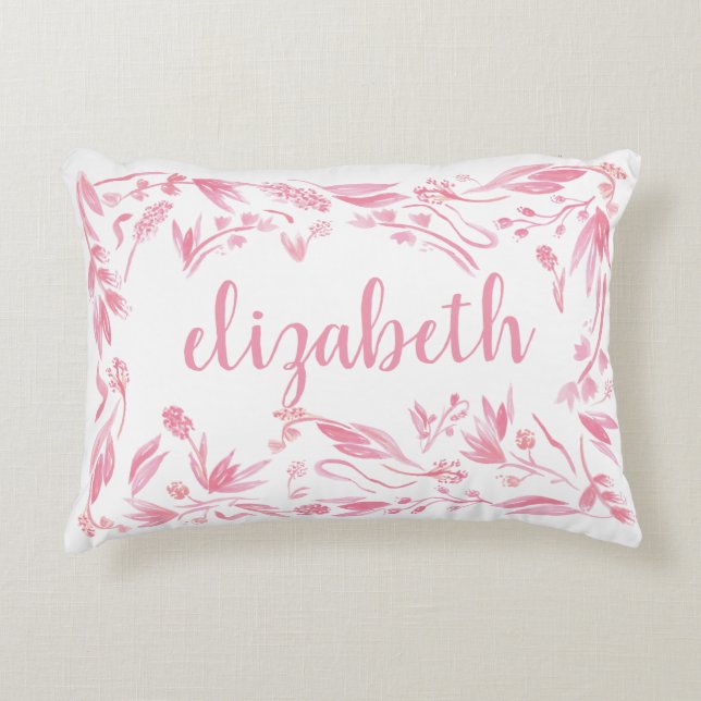 floral watercolor accent pillow (Front)