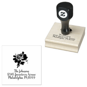 Floral Watercolor Address Wedding Bridal Shower Rubber Stamp