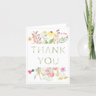 Floral Watercolor Alphabet Baby Shower Baby Shower Thank You Card