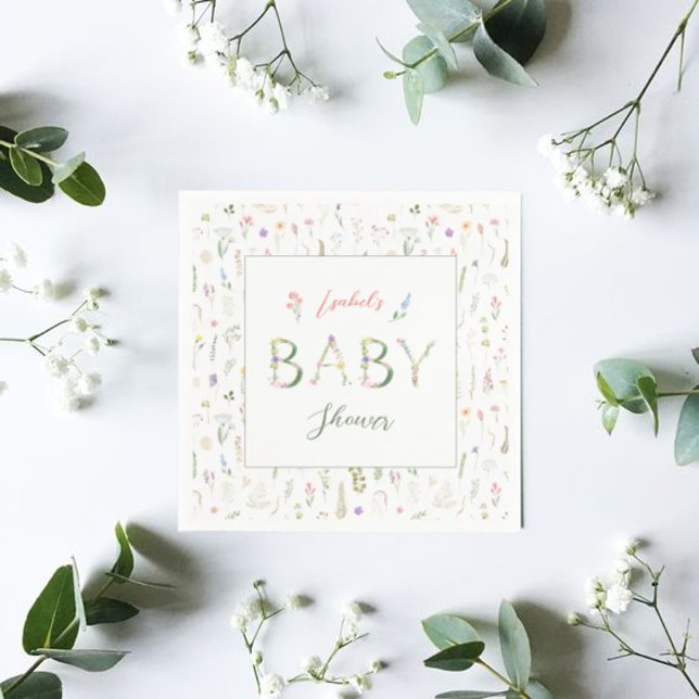 Floral Watercolor Alphabet Baby Shower  Napkin (Creator Uploaded)