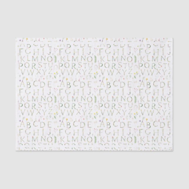 Floral Watercolor Alphabet  Tissue Paper (Front)