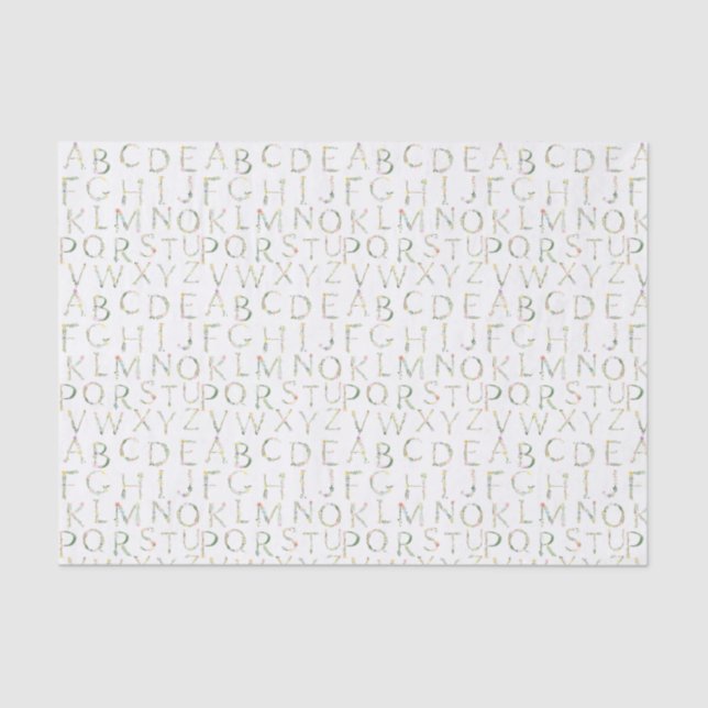 Floral Watercolor Alphabet  Tissue Paper (Front)