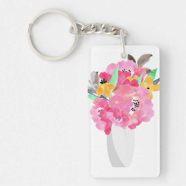 Floral Watercolor Art Key Ring (Front)