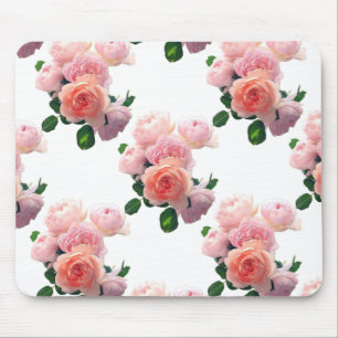 Floral Watercolor Art Pink Roses Elegant Template Mouse Mat