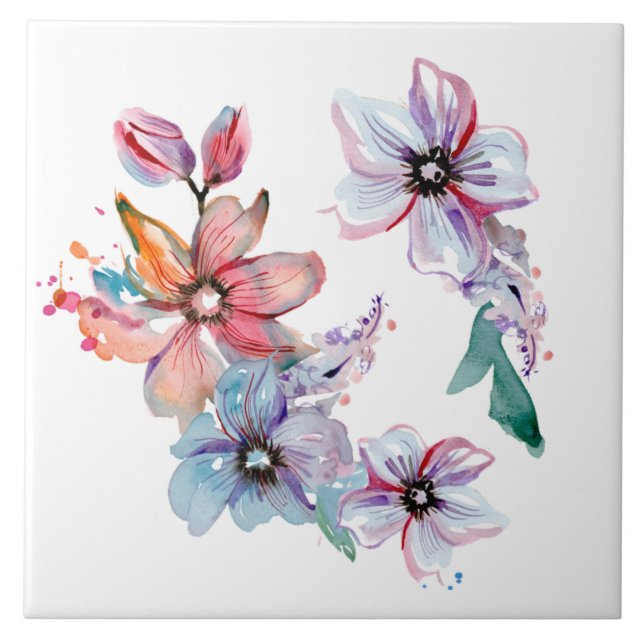 Floral Watercolor Art Tile (Front)