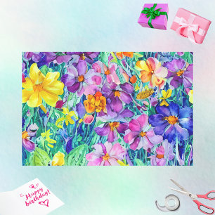 Floral Watercolor Artistic Decoupage Worthy Tissue Paper