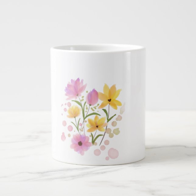 Floral Watercolor Artistic Flower Coffee Mug (Front)