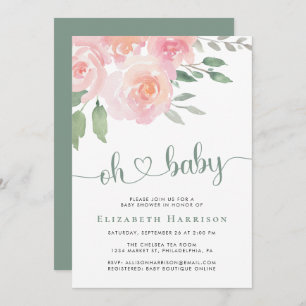 Floral Watercolor Baby Shower Invitation