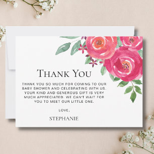 Floral Watercolor Baby Shower Thank You Card