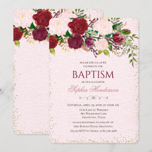 Floral Watercolor Baptism Invitation