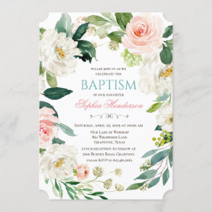 Floral Watercolor Baptism Invitation