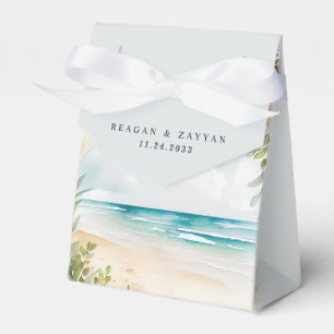 Floral Watercolor Beach Scene Summer Wedding Favour Box