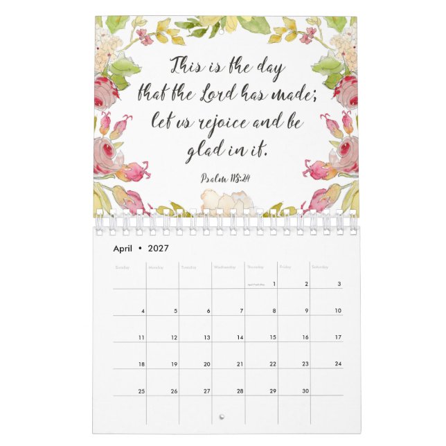 Floral Watercolor Bible Verse Calendar (Apr 2027)