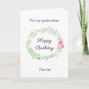 Floral Watercolor Birthday for Godmother Card