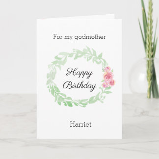 Floral Watercolor Birthday for Godmother Card