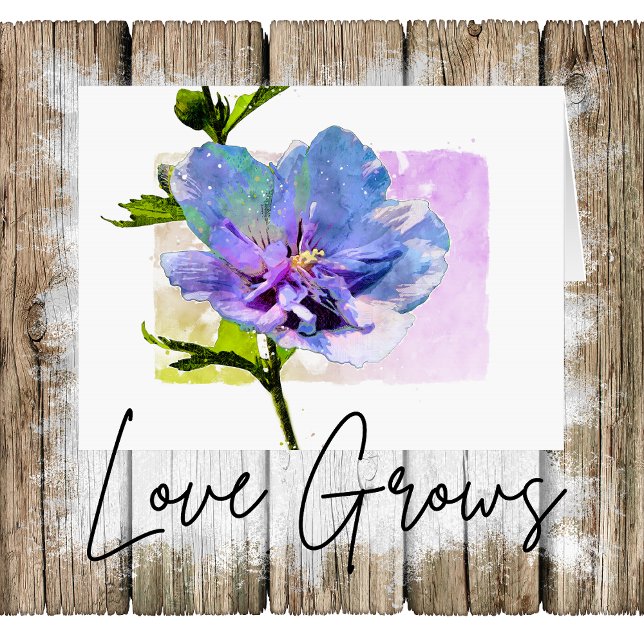 Floral Watercolor Blue Chiffon Rose Valentine's Holiday Card (Creator Uploaded)