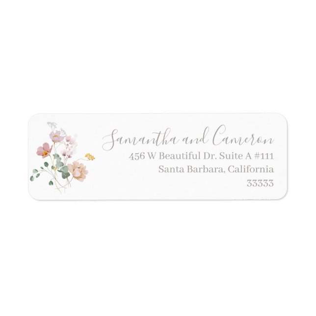 Floral Watercolor Blush Pink  Label (Front)