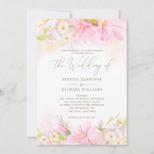 Floral Watercolor Blush Pink Ombre Botanical Boho Invitation