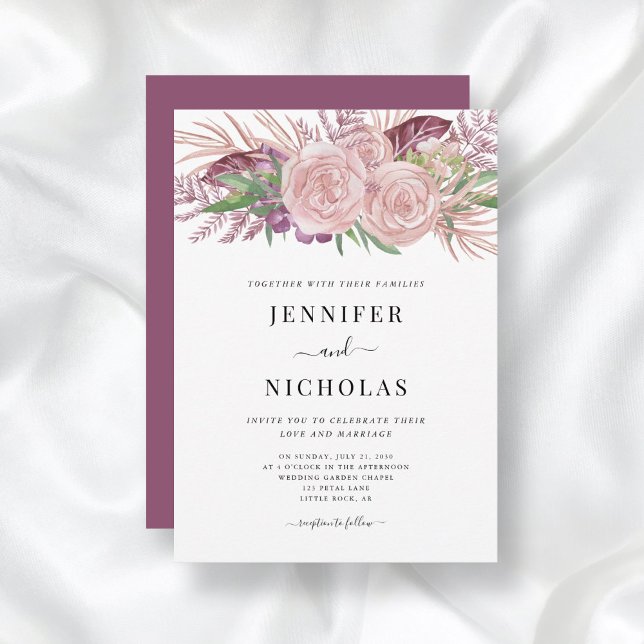 Floral Watercolor Blush Pink Wedding Invitation (Creator Uploaded)