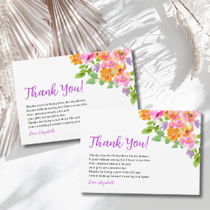  Floral Watercolor Bohemian Fall Bride-to-Be Party Thank You Card