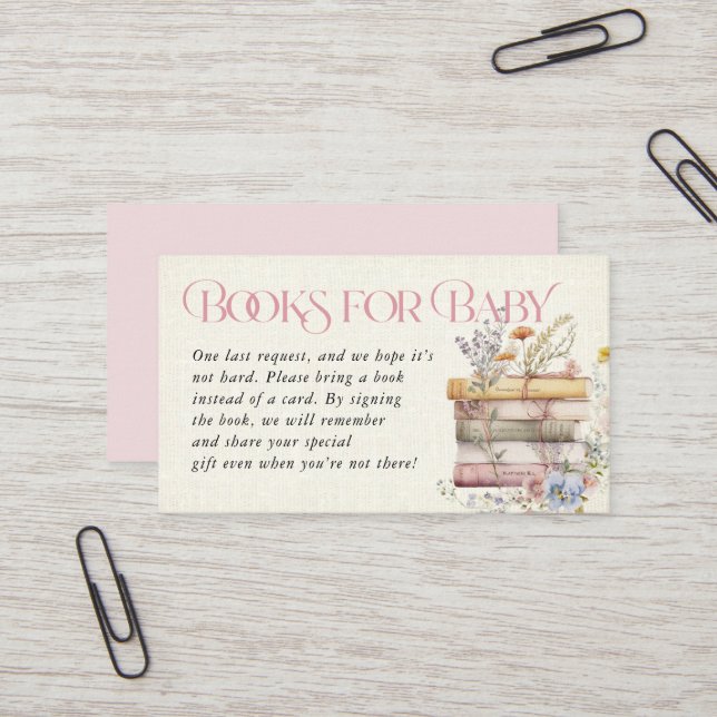 Floral Watercolor Books for Baby Card (Front/Back In Situ)