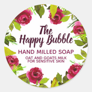 Floral Watercolor Border Handmade Soap Labels