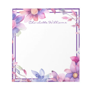 Floral Watercolor Border Personalized Notepad