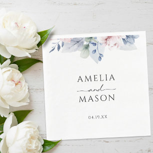 Floral Watercolor Botanical Paper Wedding Napkin