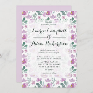 floral Watercolor Botanical Pattern Invitation