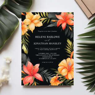 Floral Watercolor Botanical Tropical Wedding Invitation