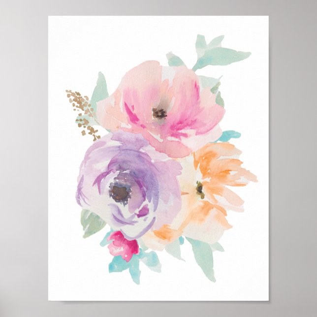 Floral Watercolor Bouquet Poster II (Front)