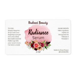 Floral Watercolor Bouquet Serum Labels