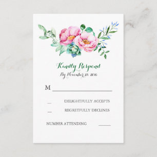 floral watercolor bouquet wedding rsvp card