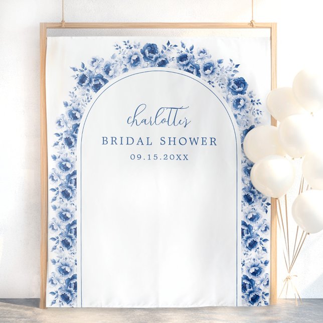 Floral Watercolor Bridal Shower Backdrop Tapestry (Creator Uploaded)
