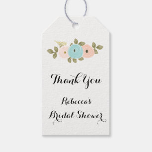 Floral Watercolor Bridal Shower Gift Favour Tag