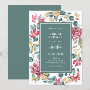Floral watercolor bridal shower invitation