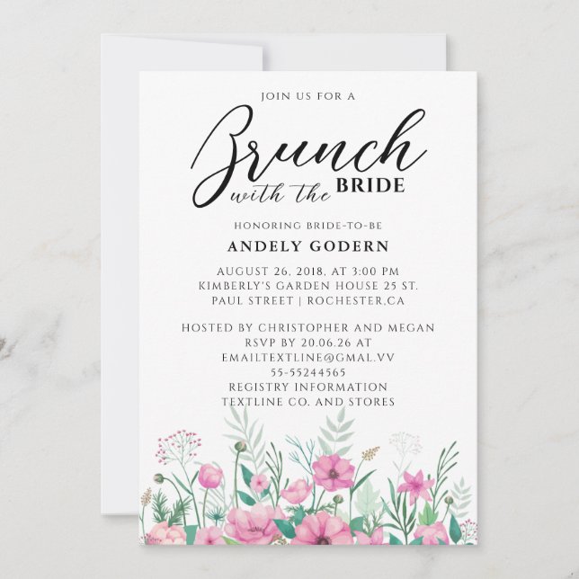 Floral Watercolor Bridal Shower Invitation (Front)