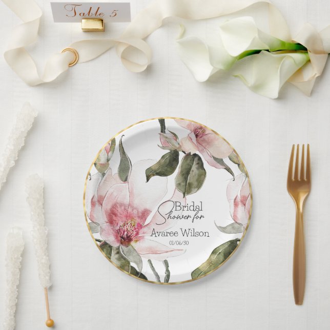 Floral Watercolor Bridal Shower  Paper Plate (Wedding)