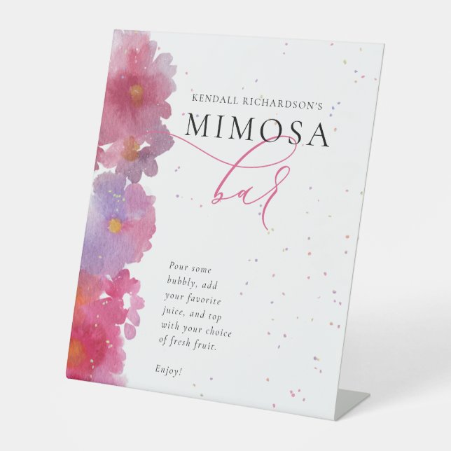  Floral Watercolor Bridal Shower Pedestal Sign (Front)