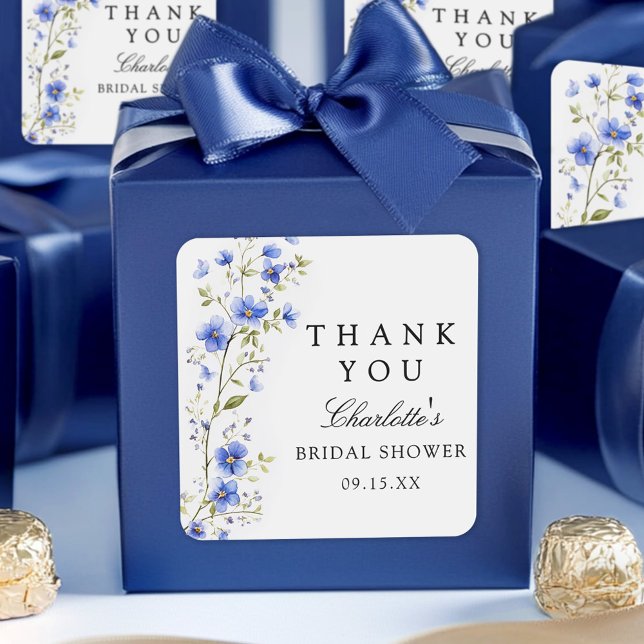 Floral Watercolor Bridal Shower Square Sticker (Creator Uploaded)