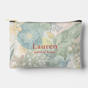 Floral Watercolor Bridesmaid Gift Accessory Pouch
