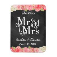 Floral Watercolor Chalkboard Wedding Magnet