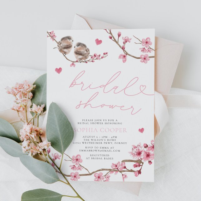 Floral Watercolor Cherry Blossom Bridal Shower Invitation (Creator Uploaded)